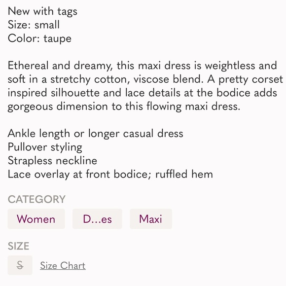 Free People Adella Corset dress in Taupe  size Small‎ NWT - Picture 9 of 9